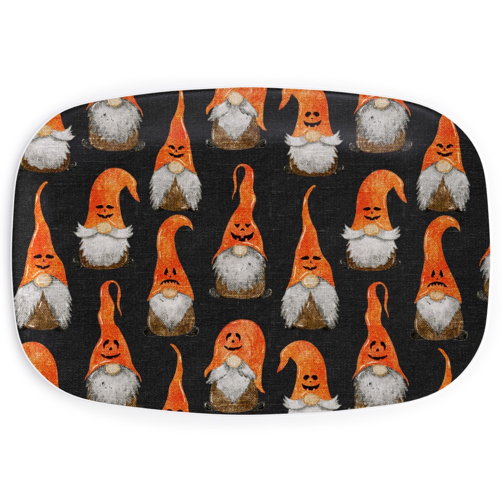 Jack-O-Lantern Pumpkin Gnomes Serving Platter, Orange