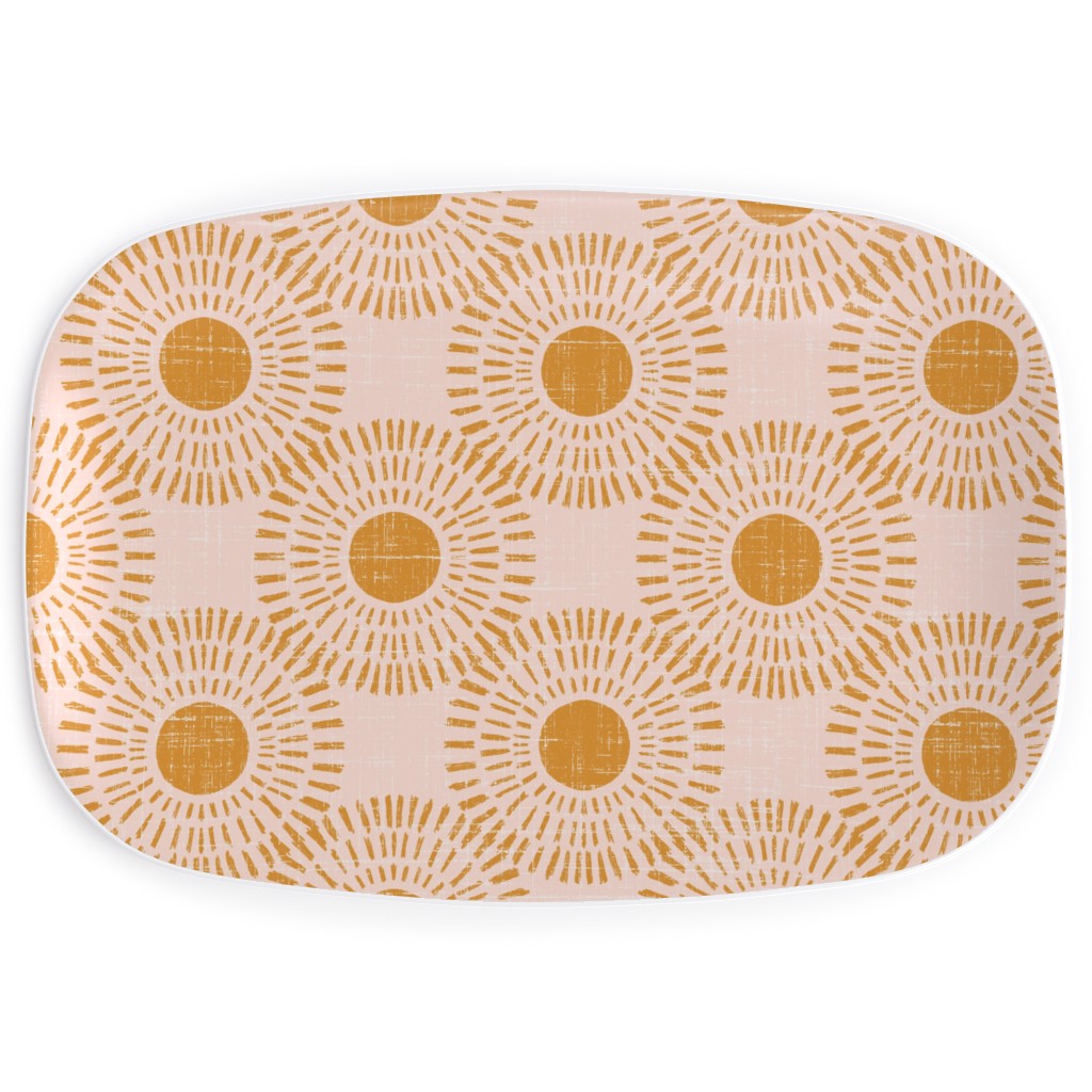 Sunburst - Pale Pink and Burnt Orange Serving Platter, Pink, Bright Pink