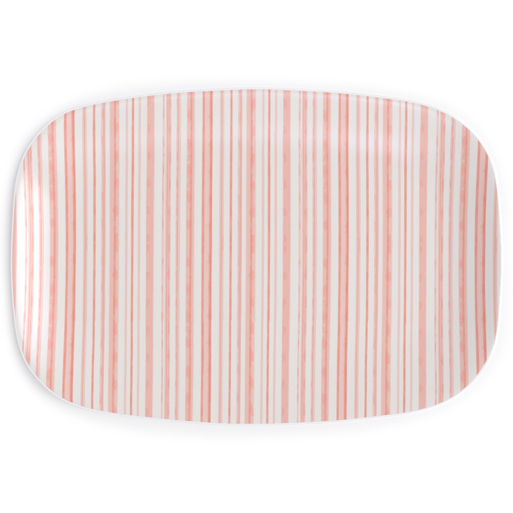Dreamy Watercolor Stripe Serving Platter, Pink