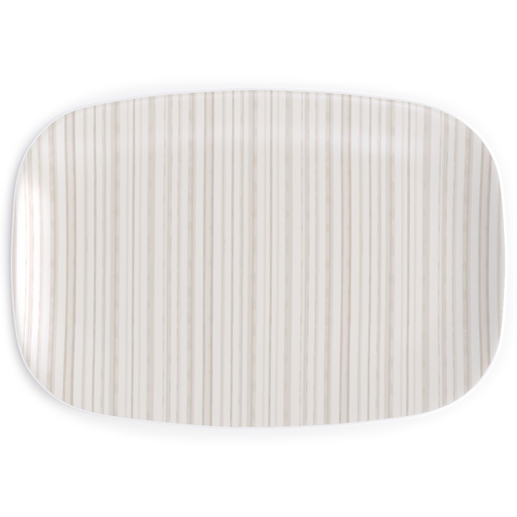 Dreamy Watercolor Stripe Serving Platter, Beige