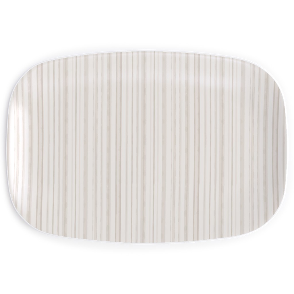 Dreamy Watercolor Stripe Serving Platter, Beige, Wheat