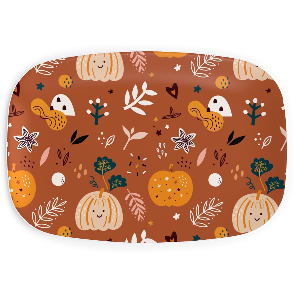 Autumn Pattern - Orange Serving Platter, Orange