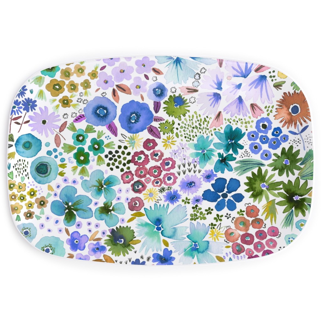 Artful Little Flowers - Multi Serving Platter, Multicolor
