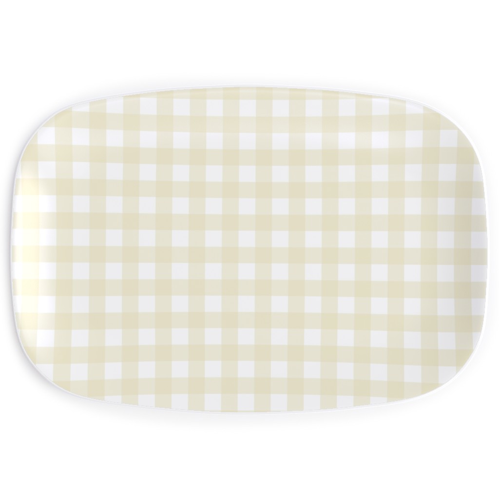 Gingham Check Serving Platter, Yellow, Cream
