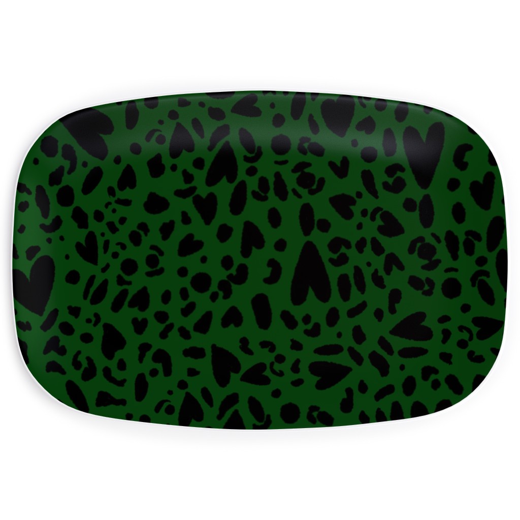 Heart Cheetah Large Serving Platter, Green