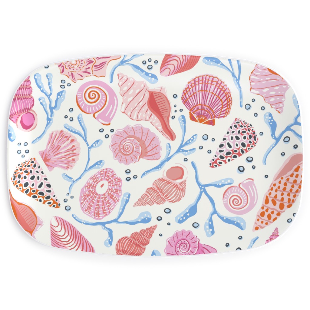 Seashells - Pink Serving Platter, Multicolor