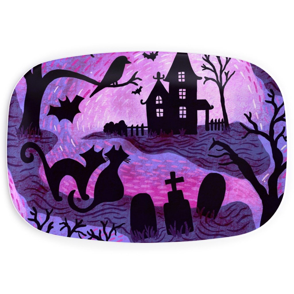 Spooky Halloween Haunts Serving Platter, Purple