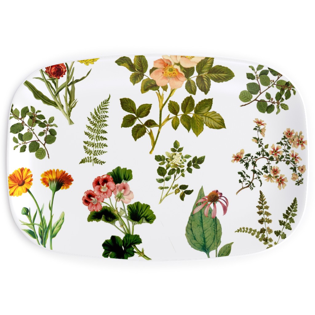 Lil Botanicals - White Serving Platter, Green, Classic Green