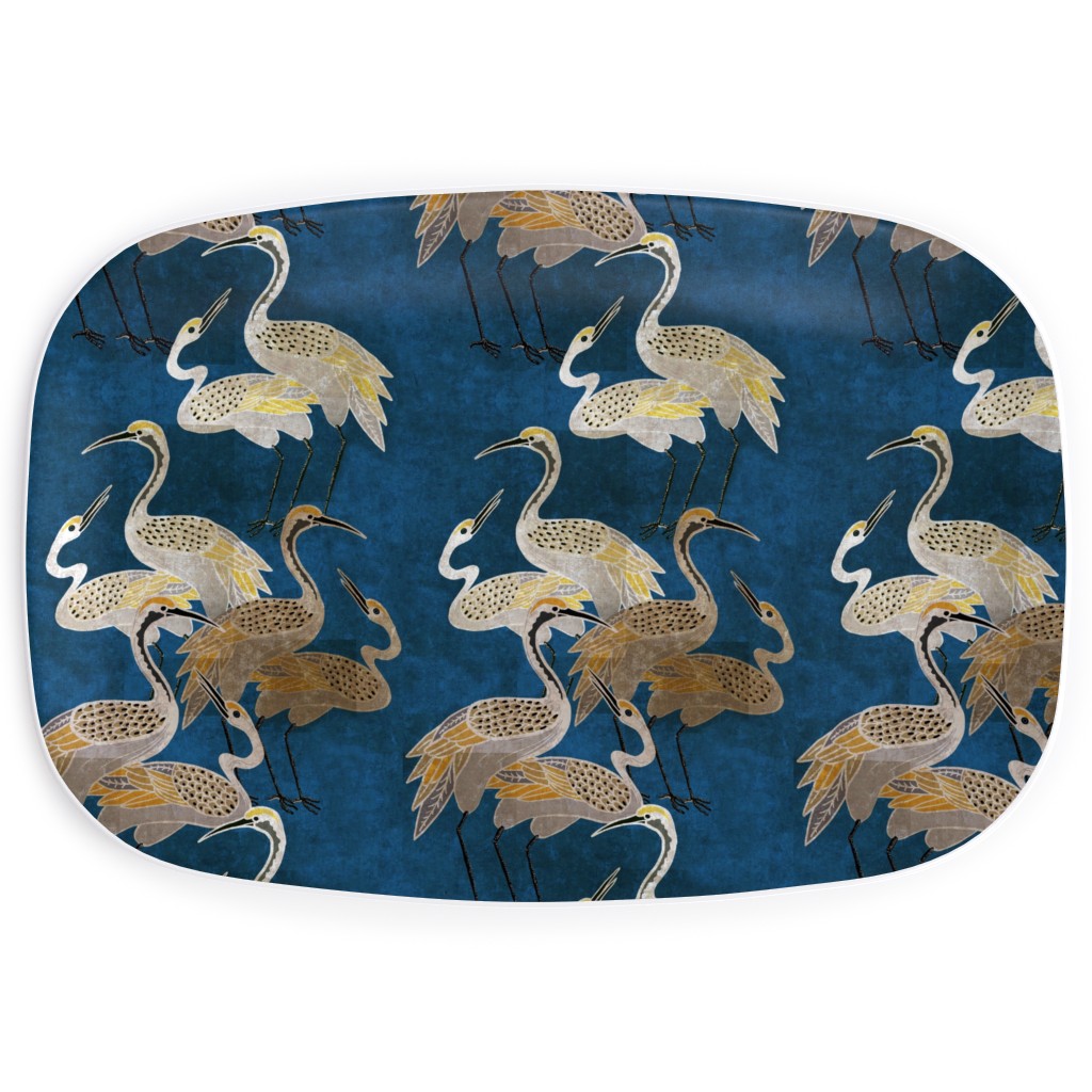 Deco Cranes - Sapphire Serving Platter, Blue