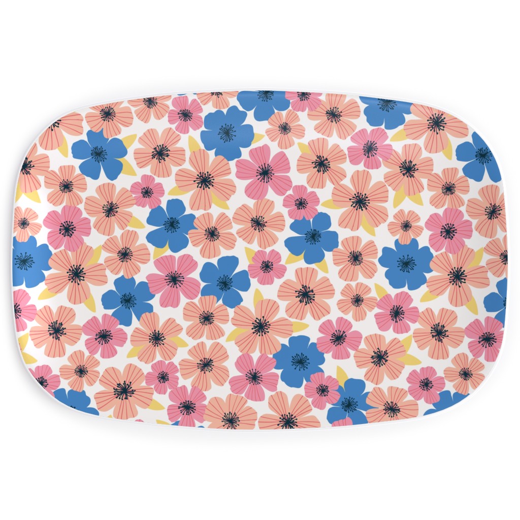 Flowerburst - Summer Mix Serving Platter, Pink, Bright Pink