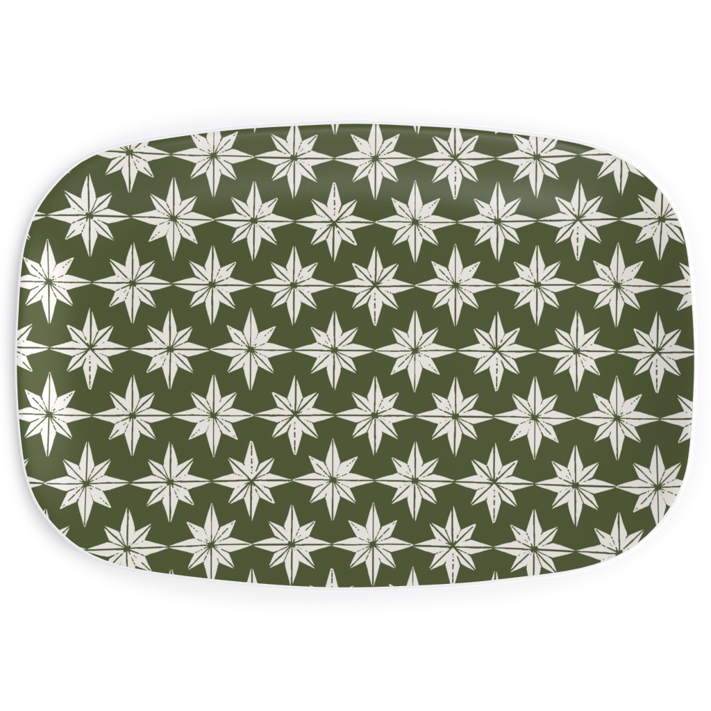 Christmas Star Tiles Serving Platter, Green