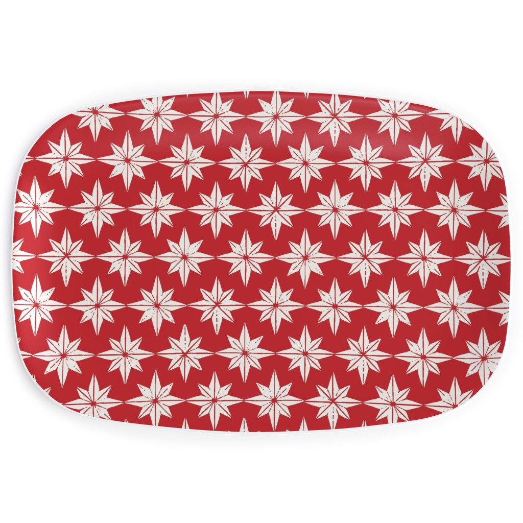 Christmas Star Tiles Serving Platter, Red