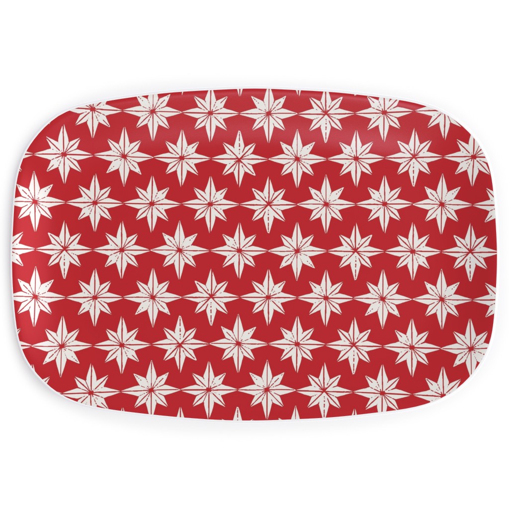 Christmas Star Tiles Serving Platter, Red, Cherry
