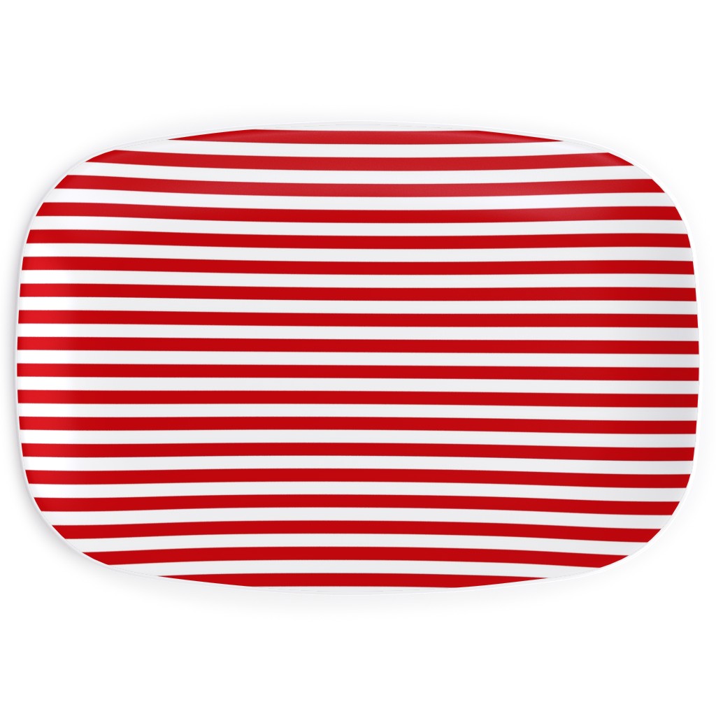 Horizontal Stripe Serving Platter, Red, Red