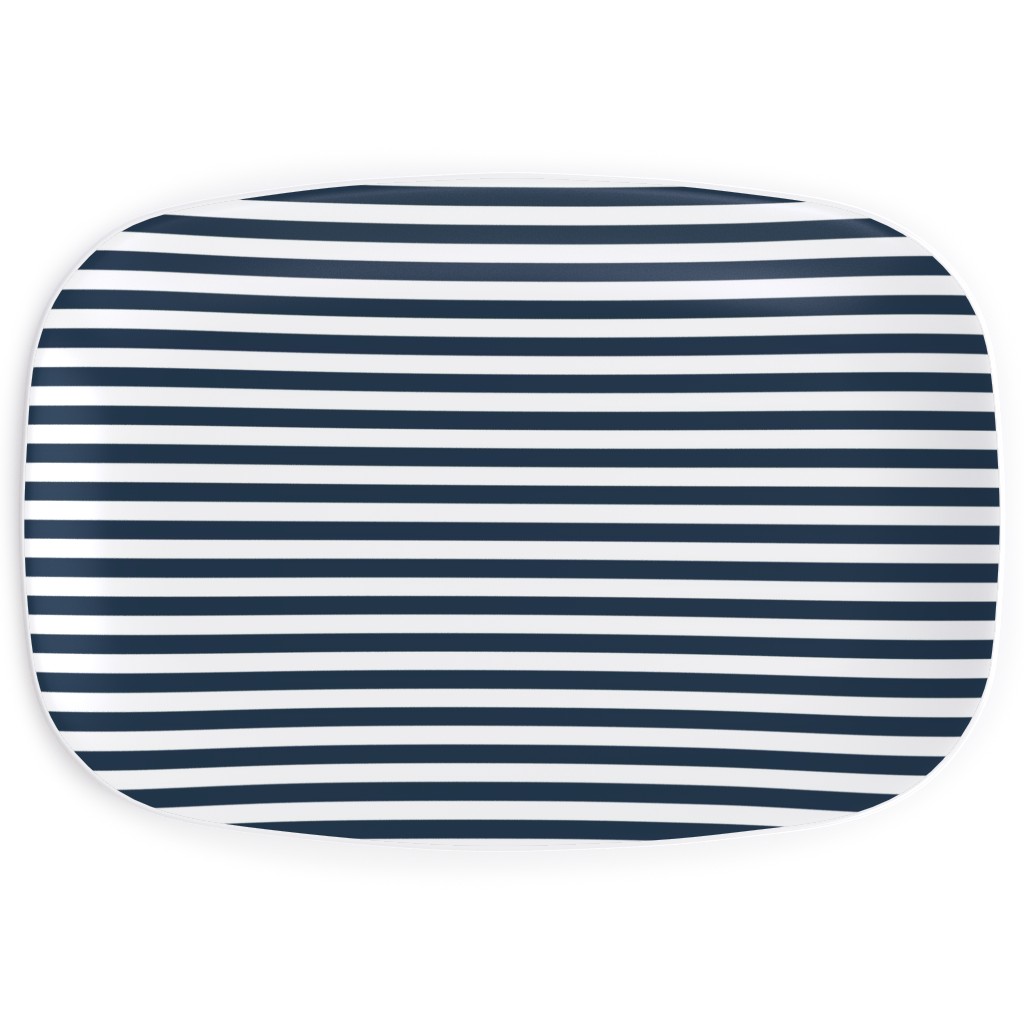 Horizontal Stripe Serving Platter, Blue