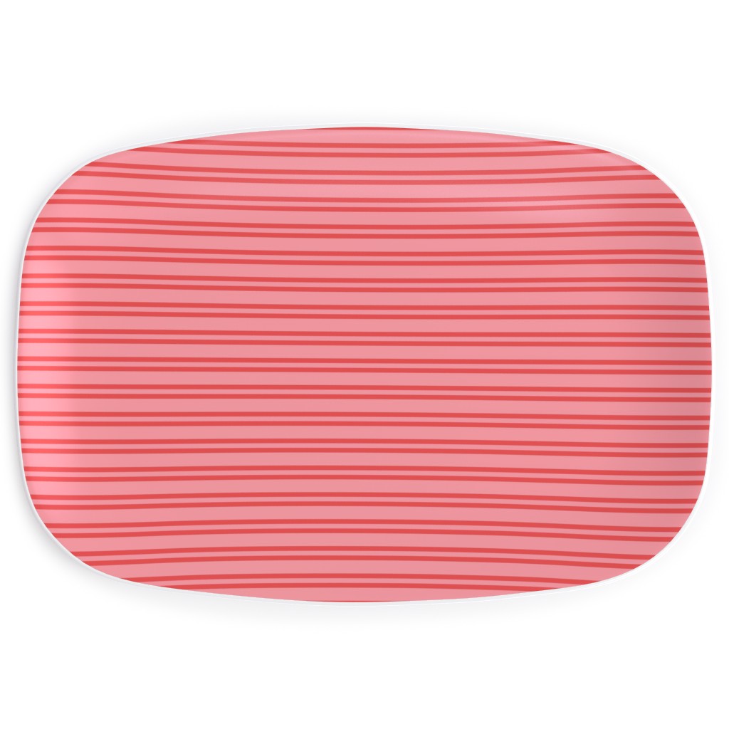 Joyful Stripes - Red and Pink Serving Platter, Pink, Bright Pink