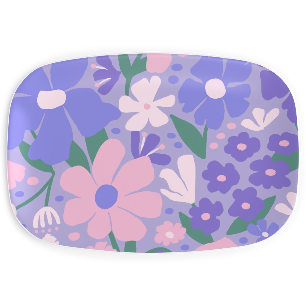 Blooming Garden on Lilac Serving Platter, Purple
