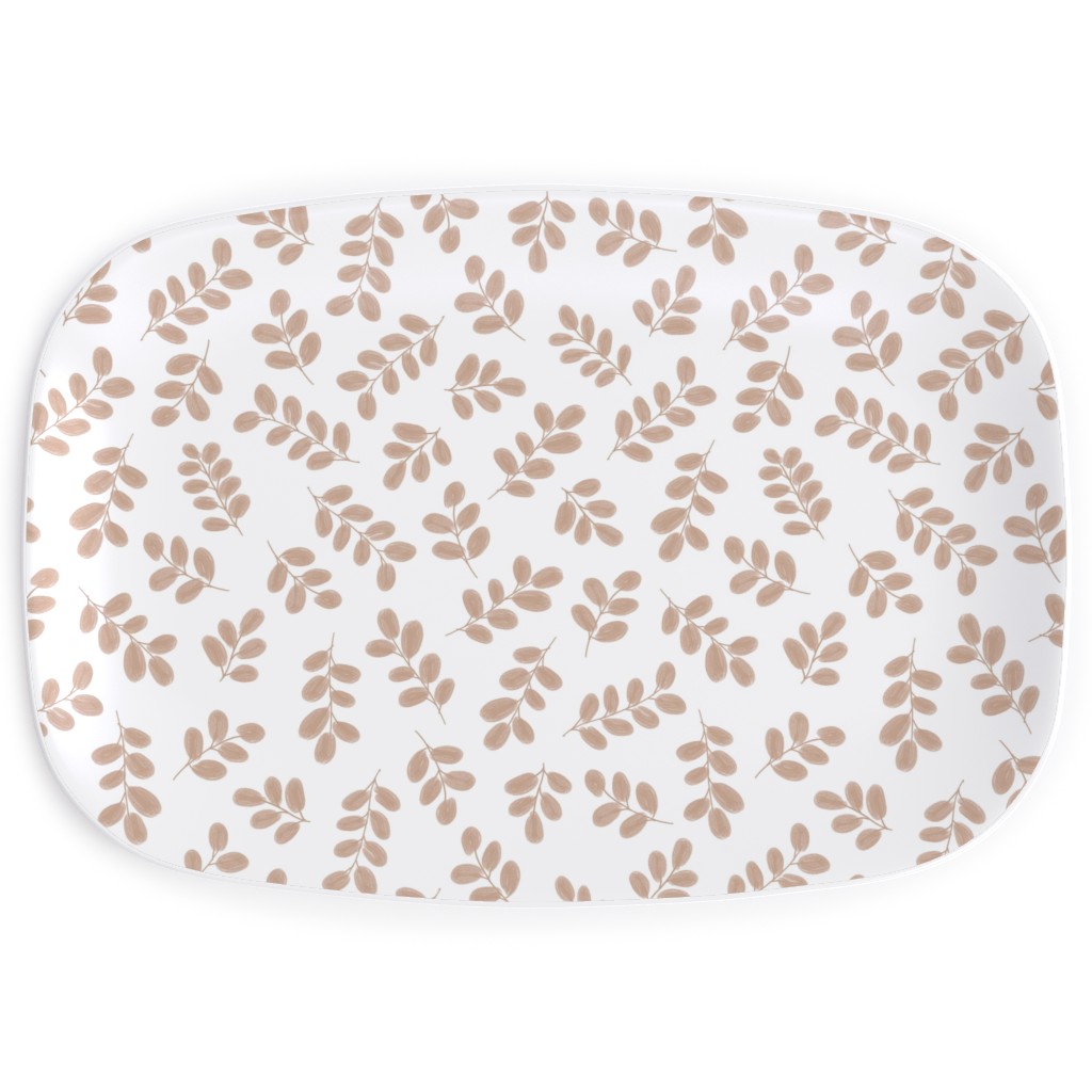 Whimsy Leaves - Neutral Serving Platter, White, White