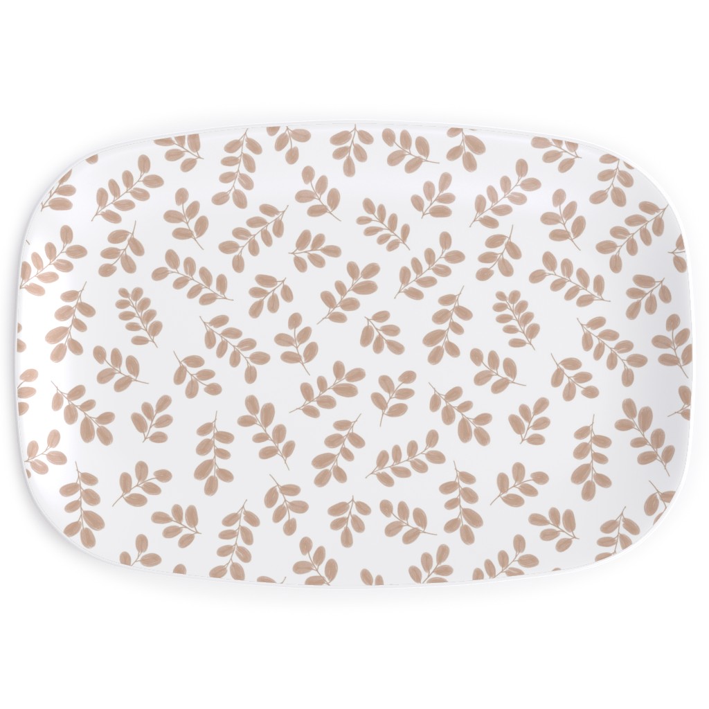 Whimsy Leaves - Neutral Serving Platter, White