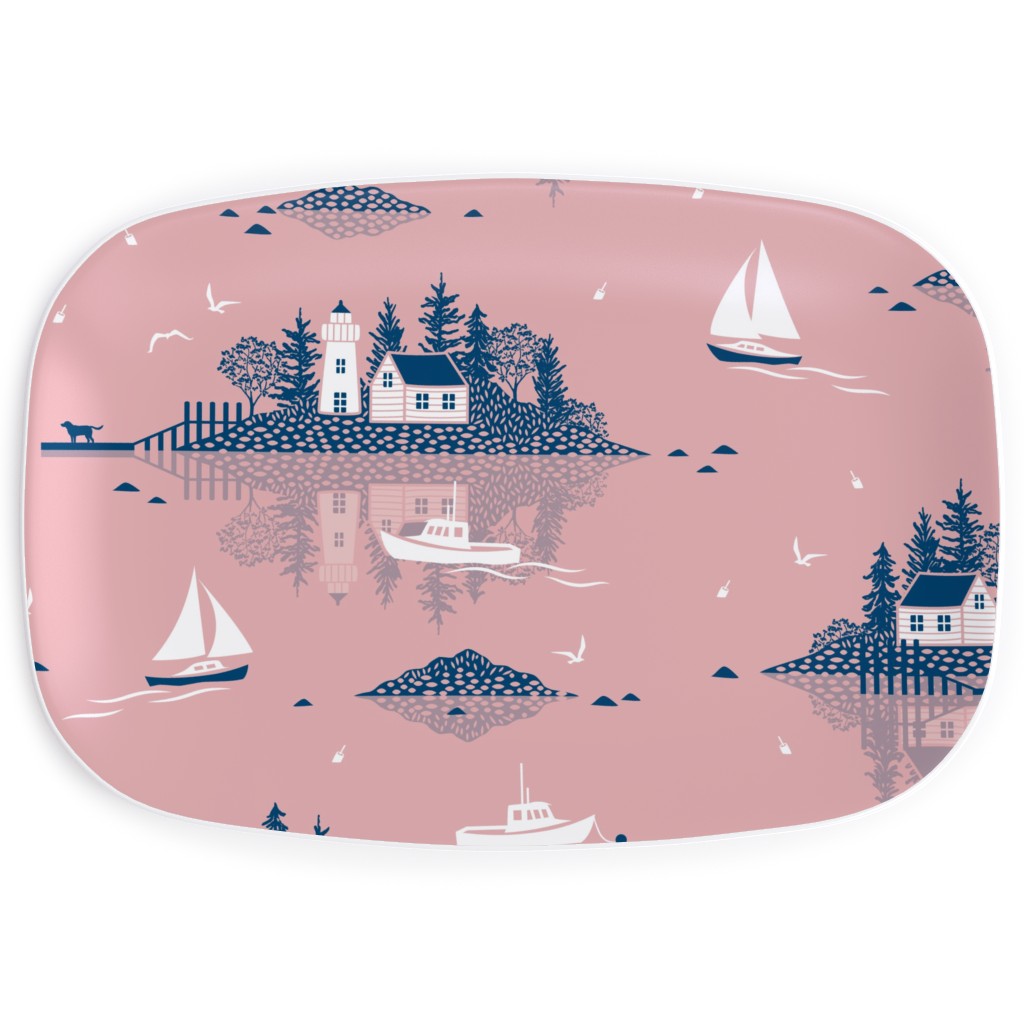 Maine Islands - Pink Serving Platter, Pink, Bright Pink
