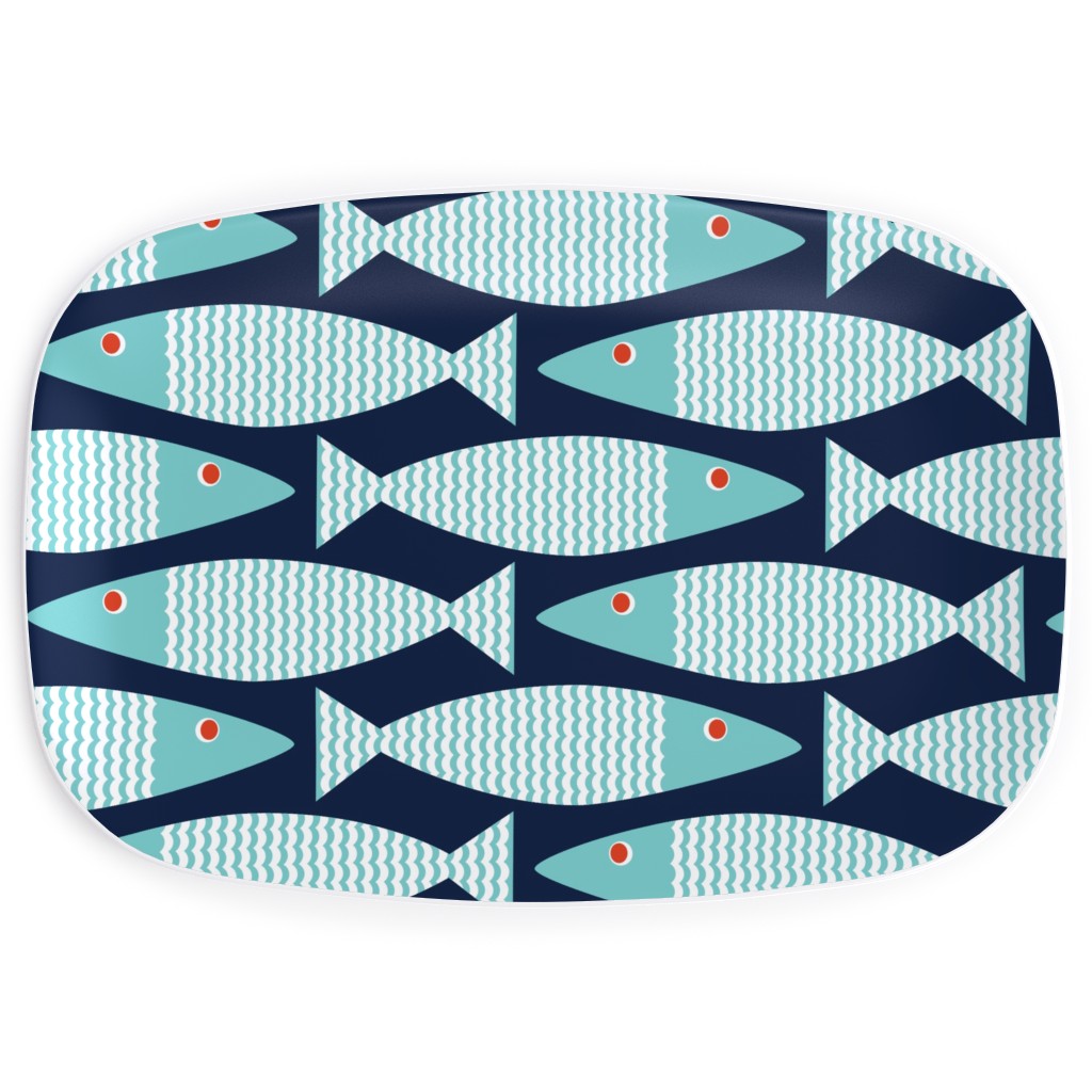 Wavy Bass Serving Platter, Blue, Catalina