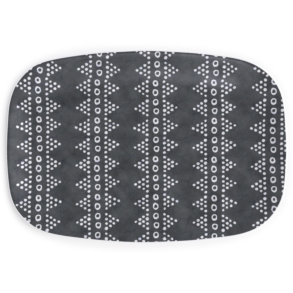 Batik Triangle Stripe - Earth Smoke Serving Platter, Gray, Gray