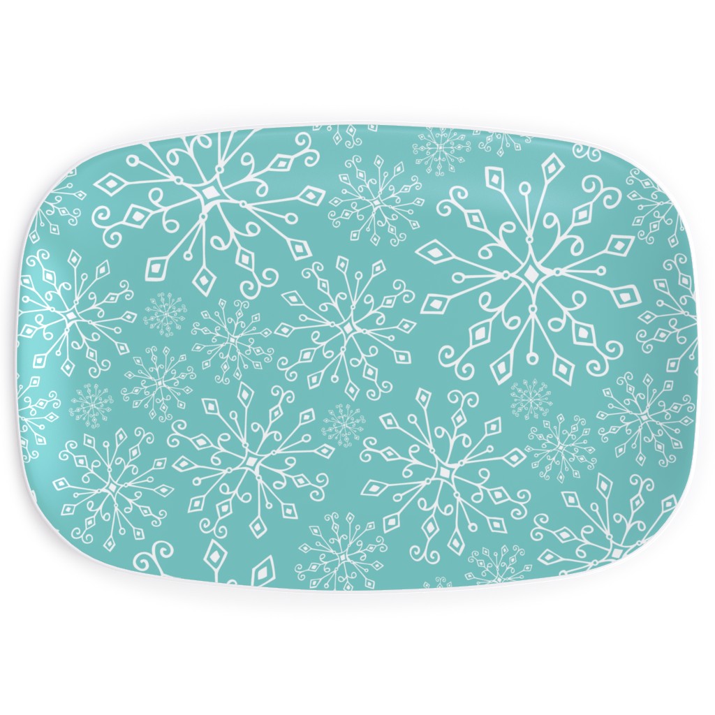 Frost Snowflakes Serving Platter, Blue