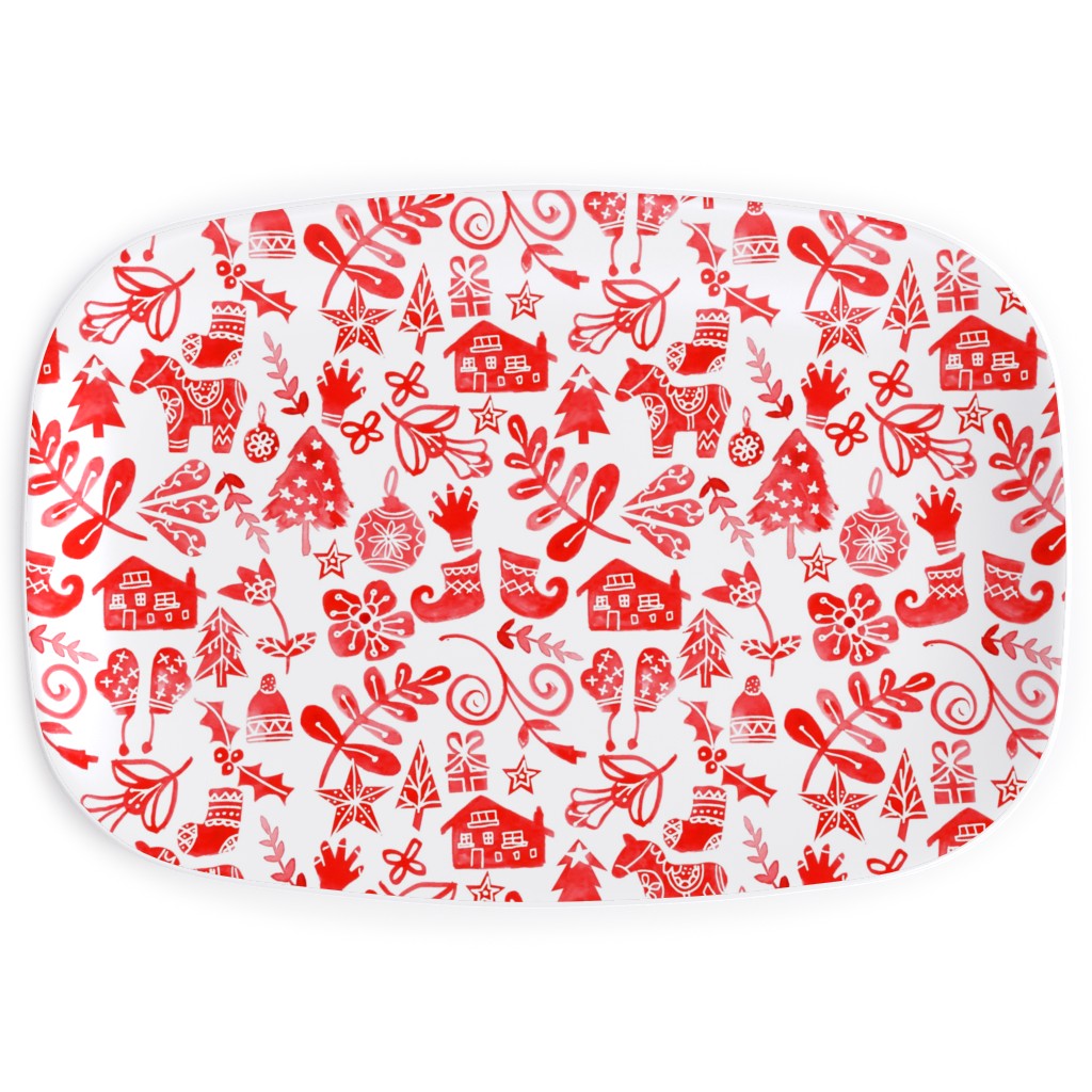 Red Christmas Serving Platter, Red
