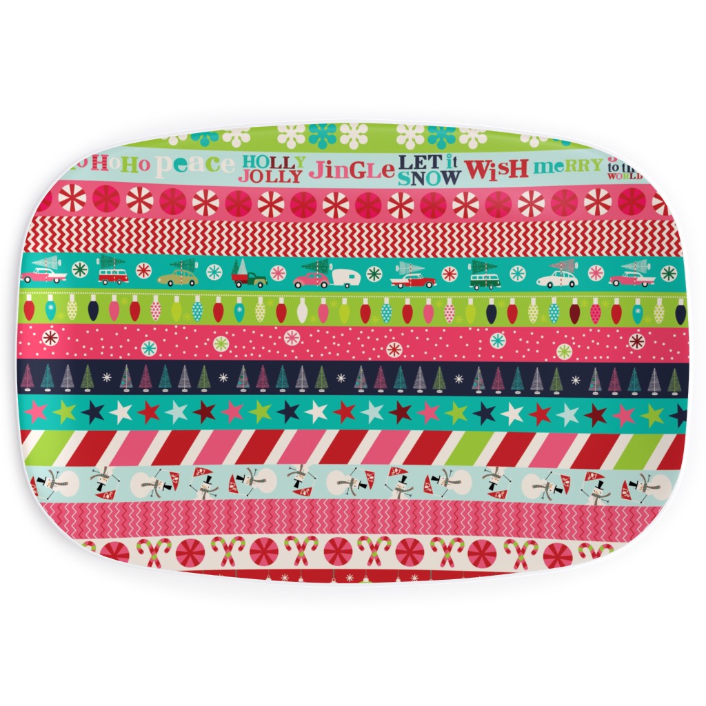 Washi Christmas Serving Platter, Multicolor