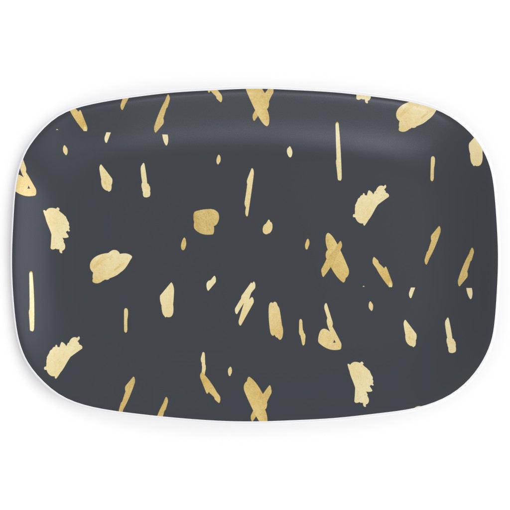 Blobs - Gold on Charcoal Serving Platter, Gray