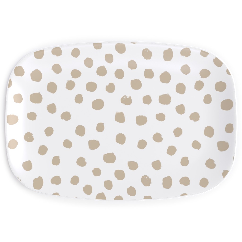 Soft Painted Dots Serving Platter, Beige