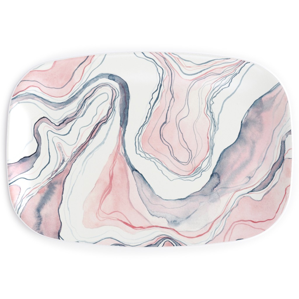 Watercolor Marble Serving Platter, Pink