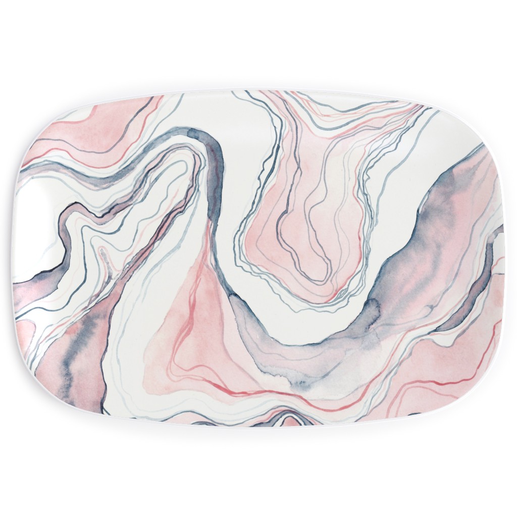 Watercolor Marble Serving Platter, Pink, Quartz