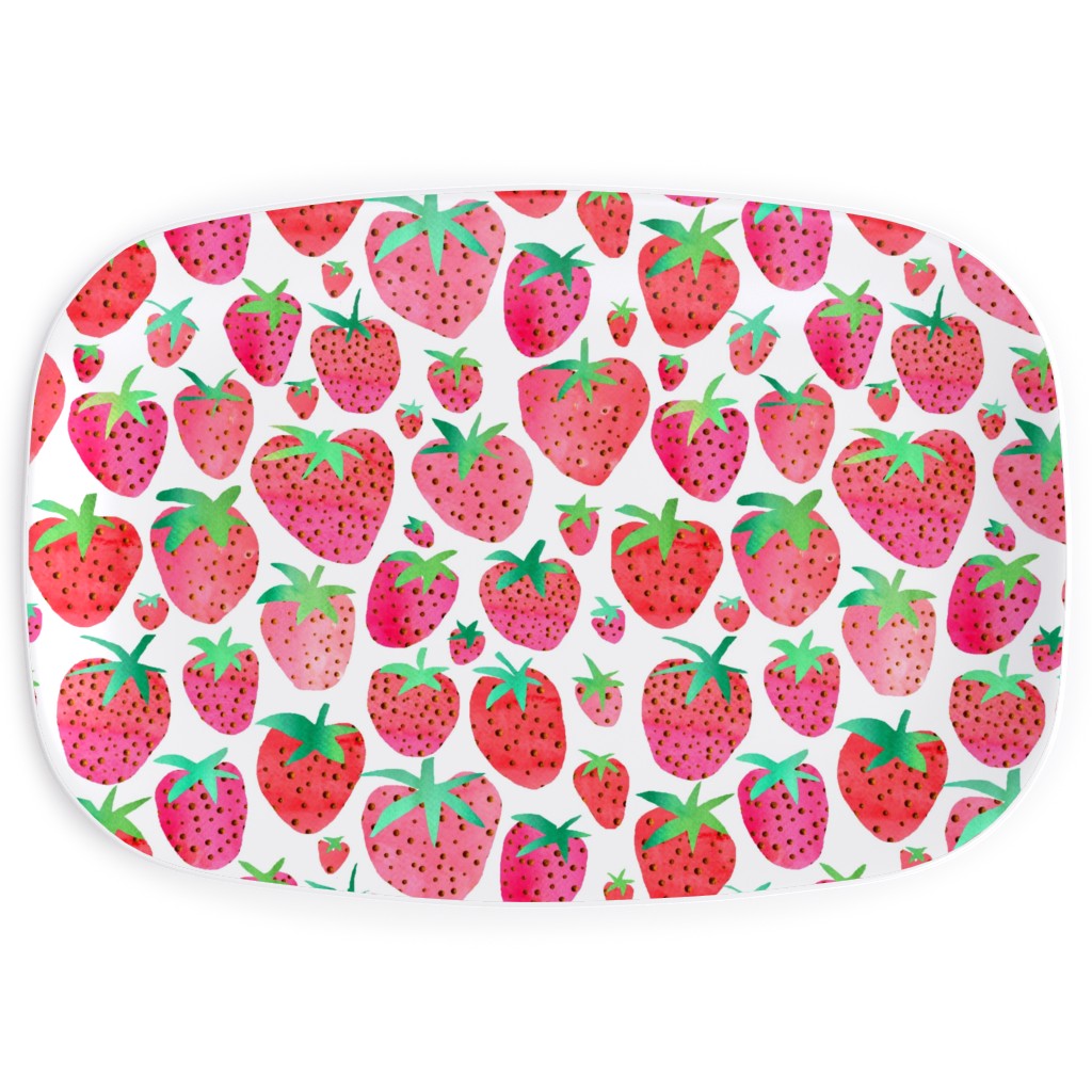 Watercolour Strawberries Serving Platter, Pink