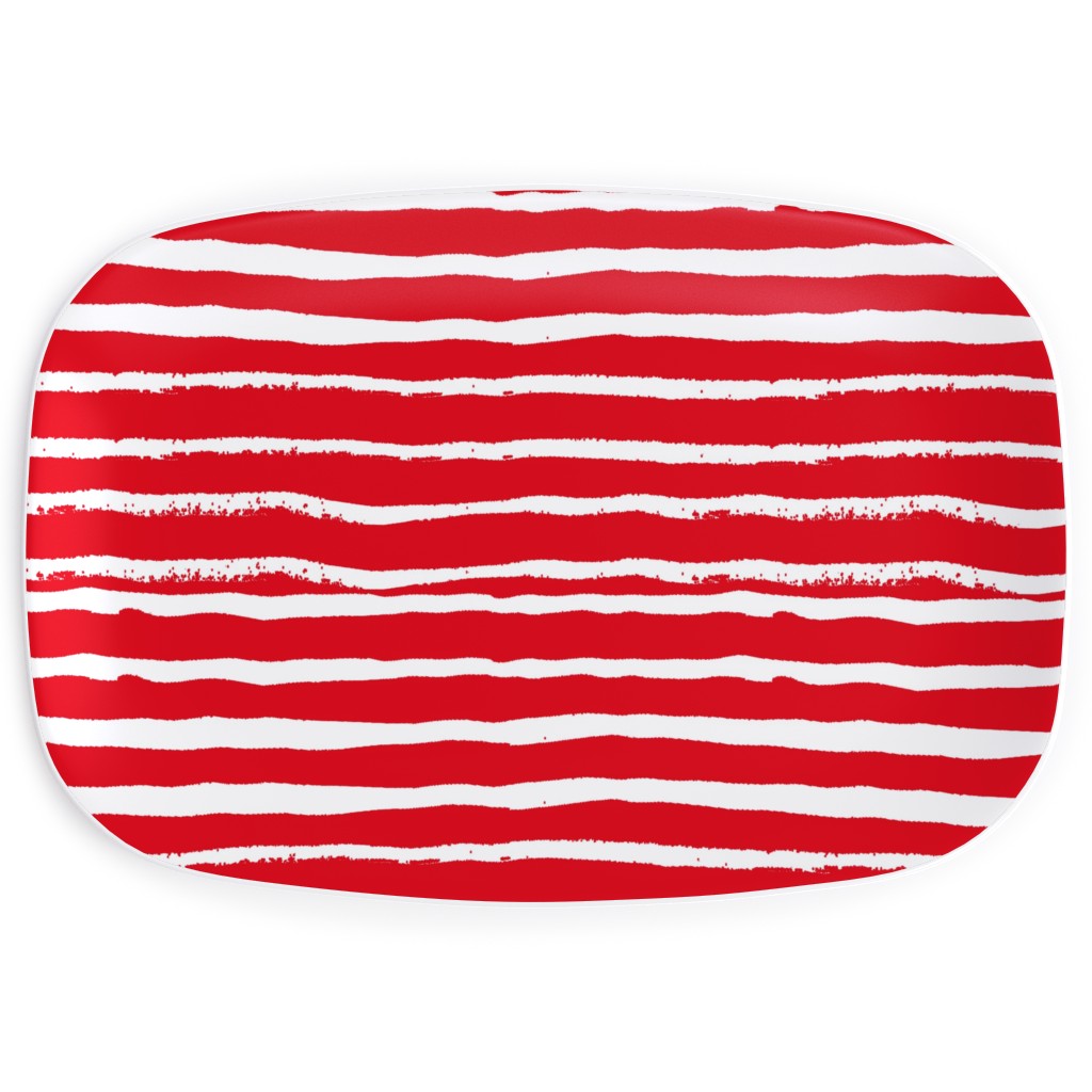 Painted Stripes - Red Serving Platter, Red