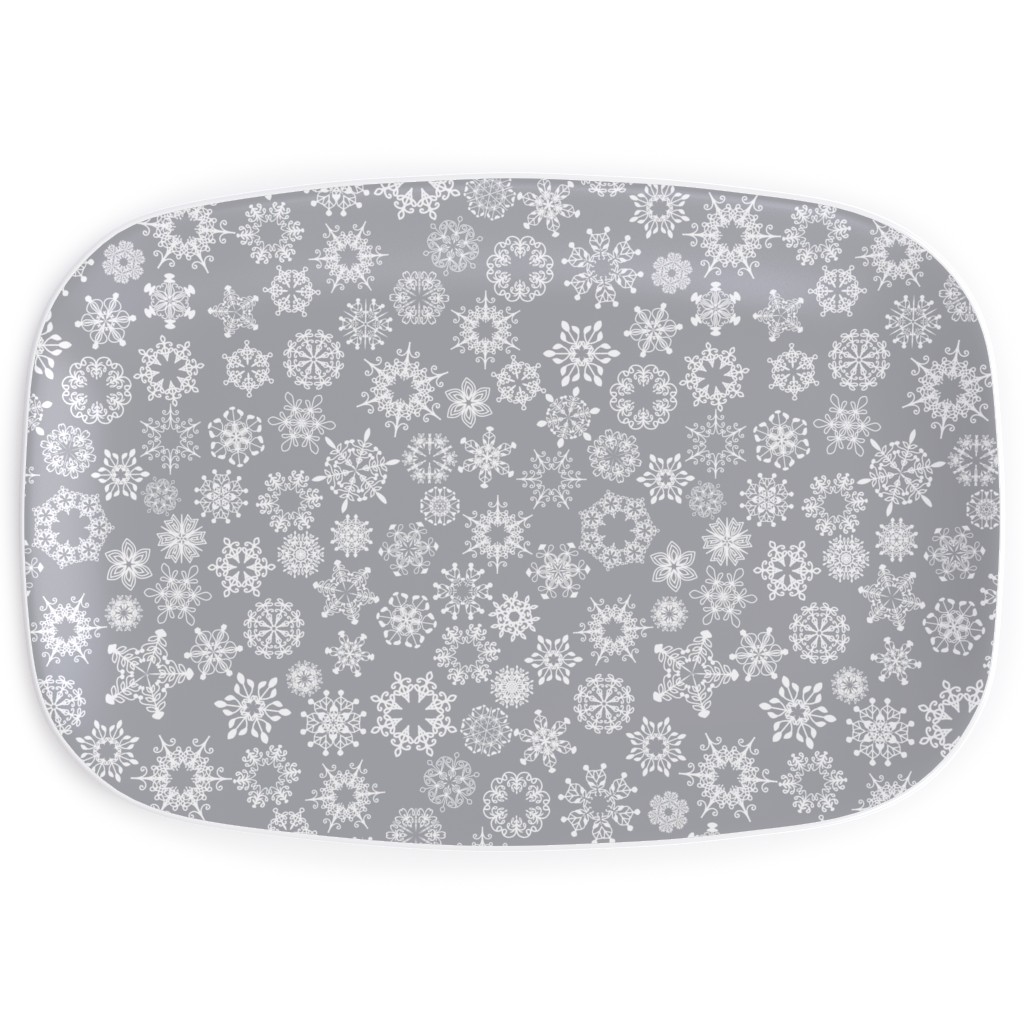 Snowflake Silver Serving Platter, Gray