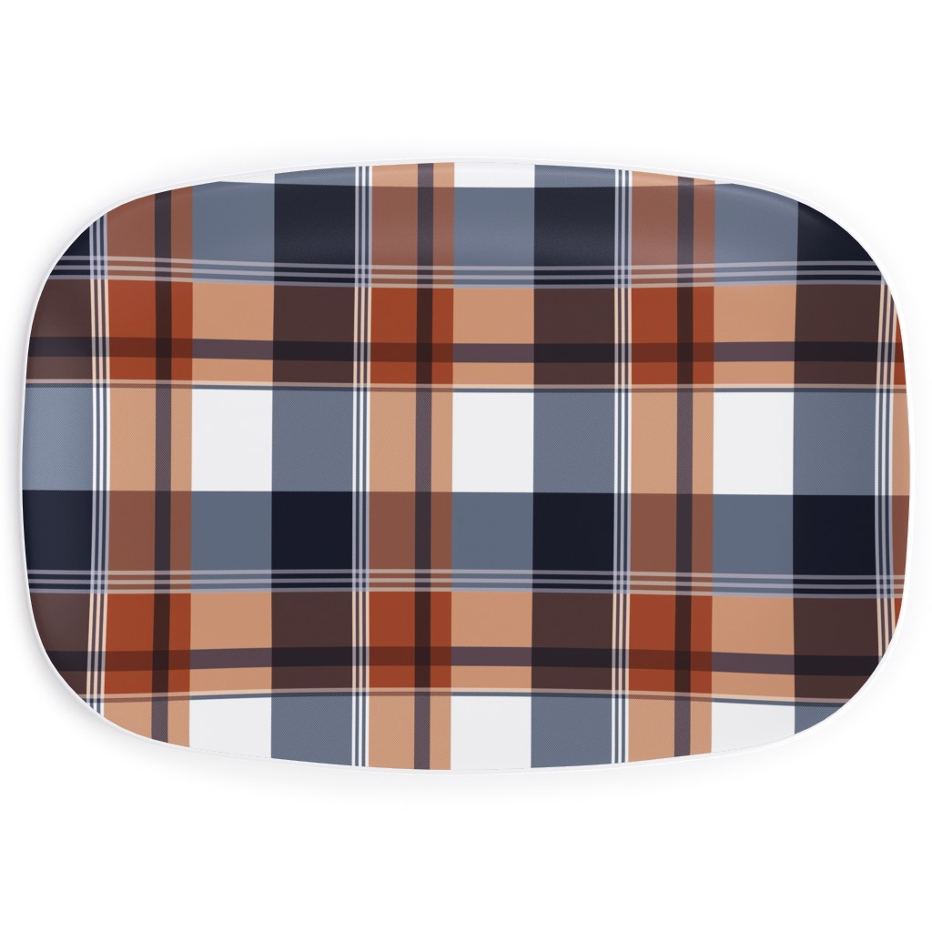 Orange Plaid Serving Platter, Orange