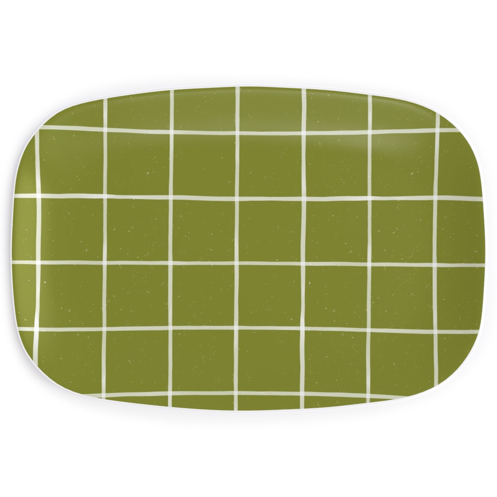 Watercolor Windowpane - Green Serving Platter, Green, Classic Green