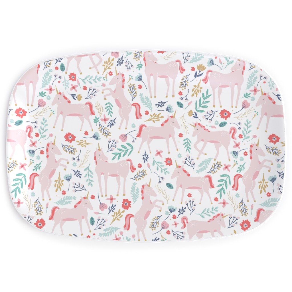 Unicorn Fields Serving Platter, Pink, Pearl