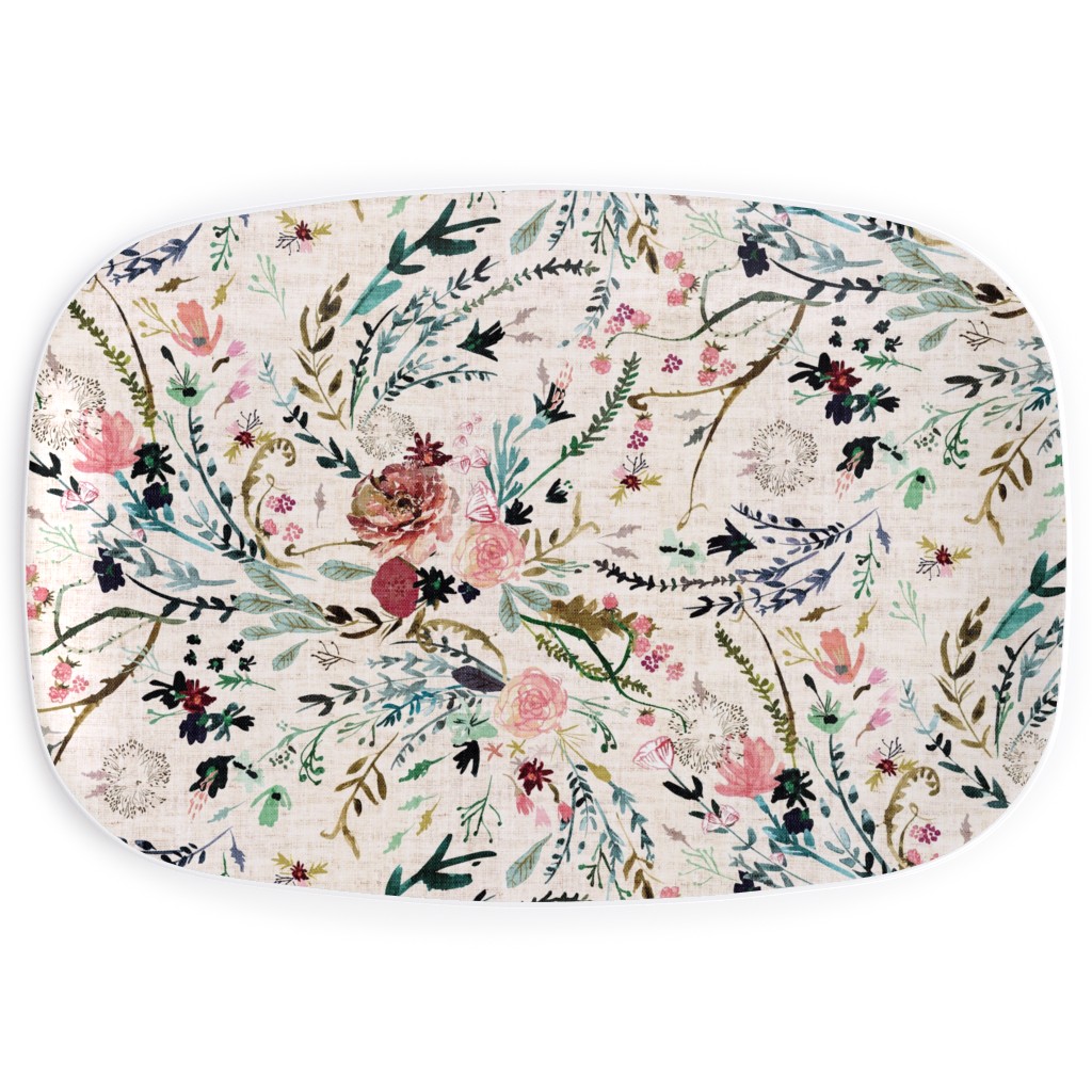 Fable Floral - Blush Pink Serving Platter, Multicolor