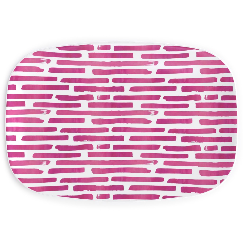 Watercolor Stripes - Berry Serving Platter, Purple