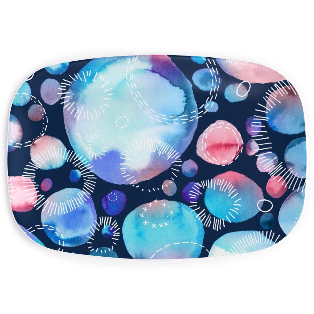 Watercolor Universe - Pink and Blue Serving Platter, Multicolor