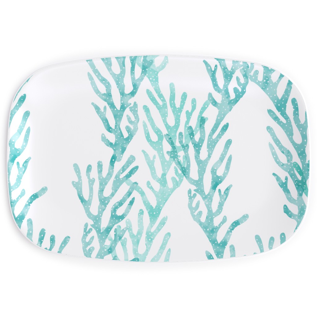 Coral Mermaid Serving Platter, Blue