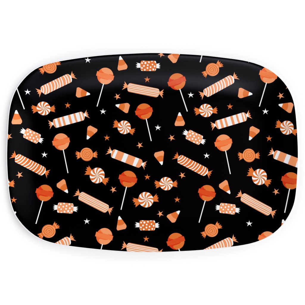 Halloween Candy - Orange and Black Serving Platter, Black