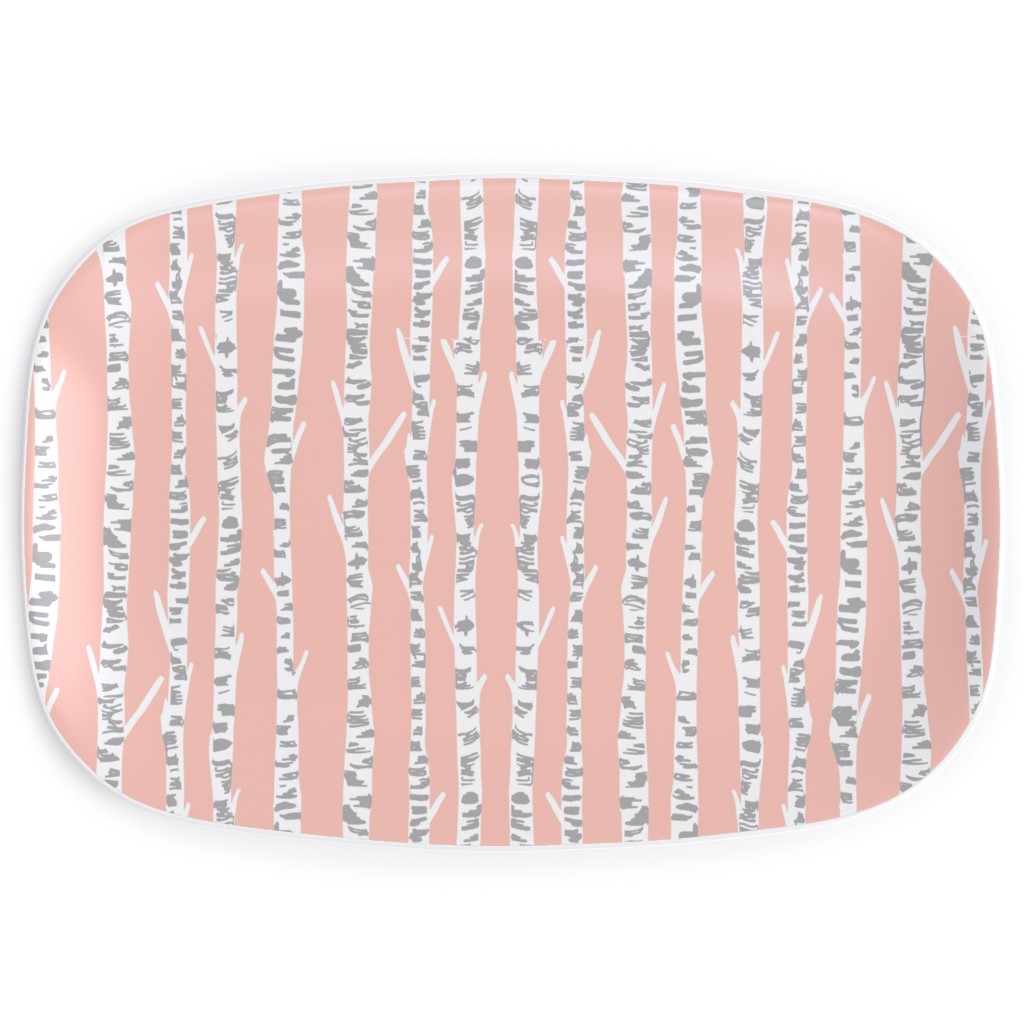 Birch Tree - Pink Serving Platter, Pink, Bright Pink