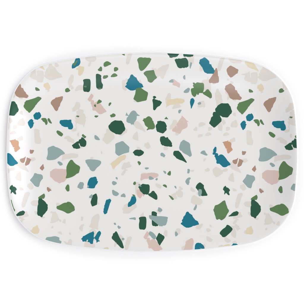 Terrazzo - Green on Cream Serving Platter, Green, Classic Green