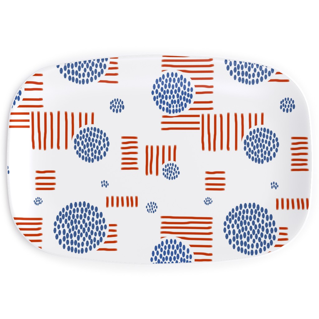 Imperfection in Red, White and Blue Serving Platter, Red