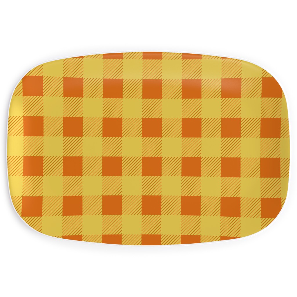 Buffalo Checked Plaid Serving Platter, Yellow