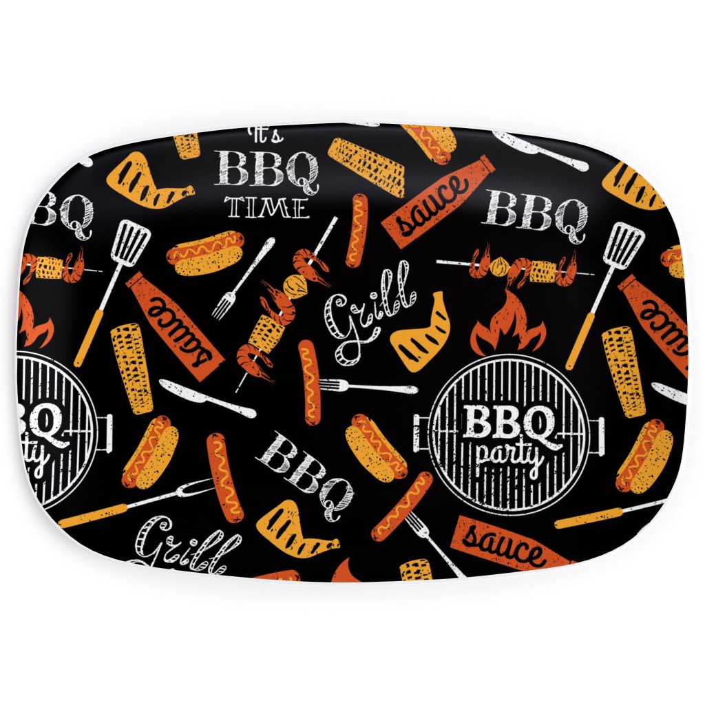 Bbq - Dark Serving Platter, Black, Black