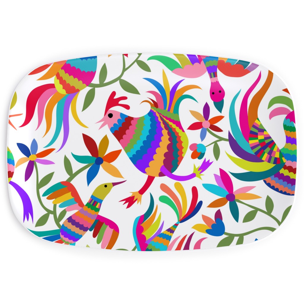 Flying Otomi Birds Ole! Serving Platter, Multicolor